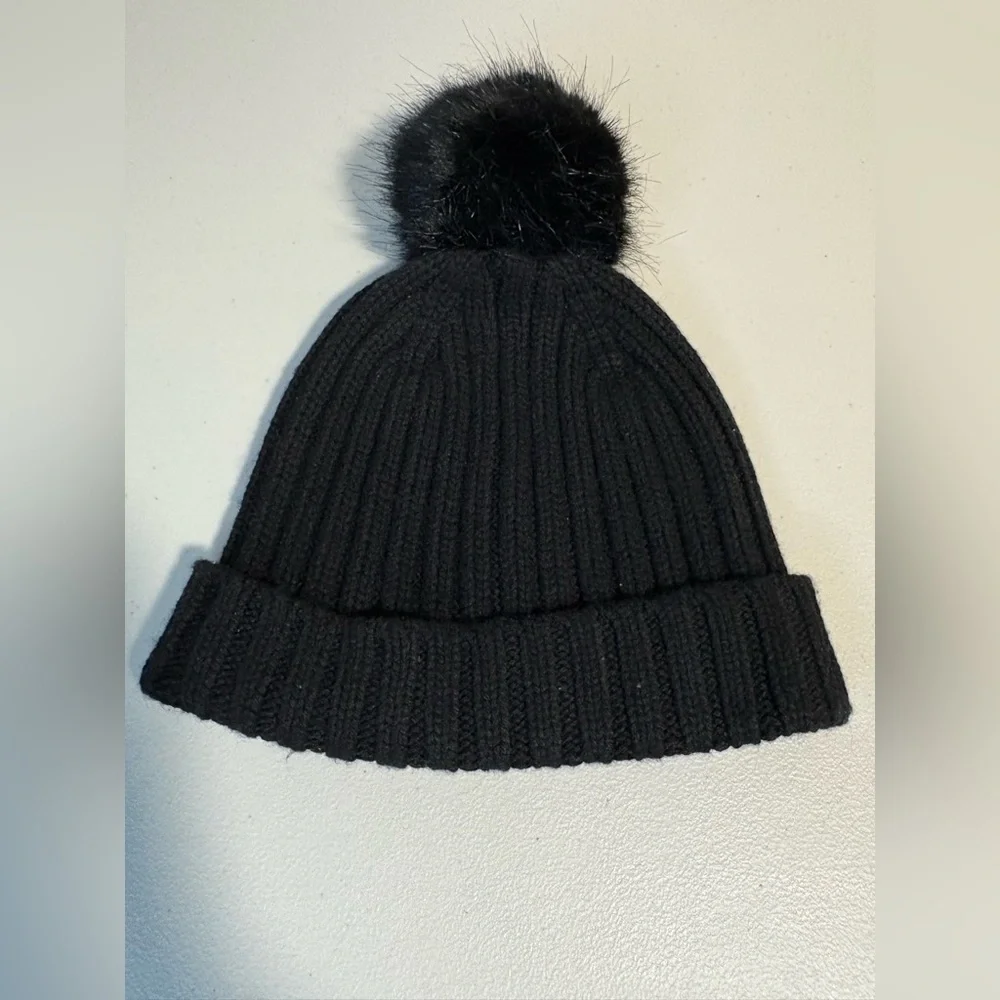 J.Crew Ribbed Faux Fur Winter Hat | Black | One Size